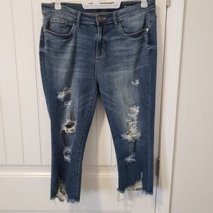 Judy Blue Women's Distressed Skinny Fit Capri Jean Size 15/32